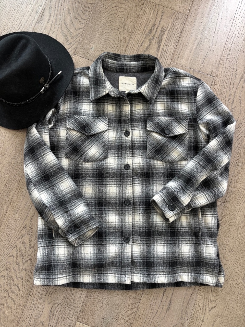 Thread & Supply Soft Gray lined Plaid Flannel
